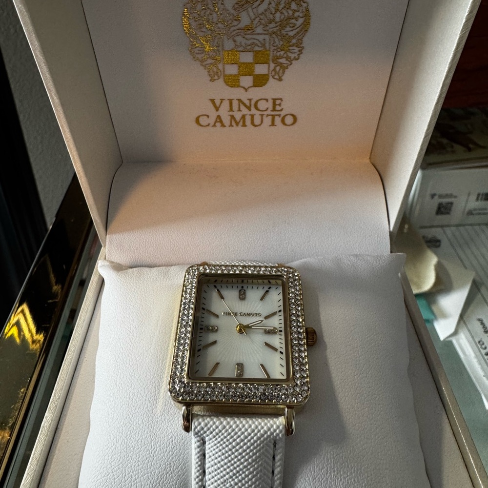 Vince Camuto Elegant Gold and White Women's Watch